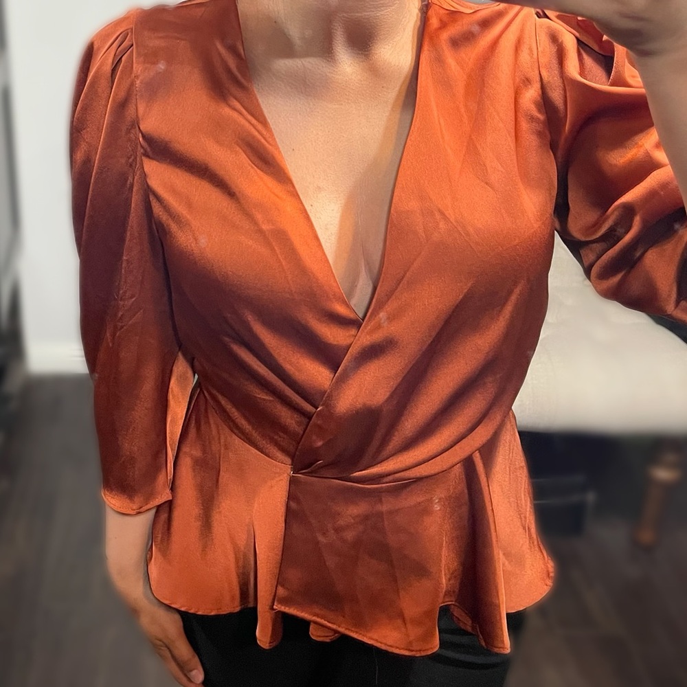 Small Brick/ orange Satin top